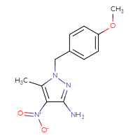 Chemical structure of 1-[(4-methoxyphenyl)methyl]-5-methyl-4-nitro-1H-pyrazol-3-amine - CSSB00161150668
