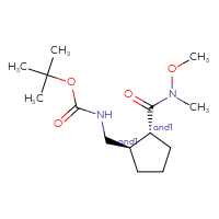Chemical structure of rac-tert-butyl N-{[(1R,2R)-2-[methoxy(methyl)carbamoyl]cyclopentyl]methyl}carbamate - CSSB14985607687