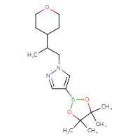 Chemical structure of 1-[2-(oxan-4-yl)propyl]-4-(4,4,5,5-tetramethyl-1,3,2-dioxaborolan-2-yl)-1H-pyrazole - CSSB06420660615