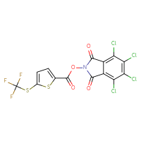 Chemical structure of 4,5,6,7-tetrachloro-1,3-dioxo-2,3-dihydro-1H-isoindol-2-yl 5-[(trifluoromethyl)sulfanyl]thiophene-2-carboxylate - CSSB20269821335