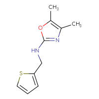 Chemical structure of 4,5-dimethyl-N-[(thiophen-2-yl)methyl]-1,3-oxazol-2-amine - CSSB00118762742