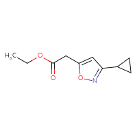 Chemical structure of ethyl 2-(3-cyclopropyl-1,2-oxazol-5-yl)acetate - CSSB00038137390