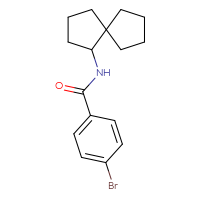 Chemical structure of 4-bromo-N-{spiro[4.4]nonan-1-yl}benzamide - CSSB01135708116