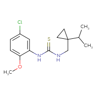 Chemical structure of 1-(5-chloro-2-methoxyphenyl)-3-{[1-(propan-2-yl)cyclopropyl]methyl}thiourea - CSSB02040747952
