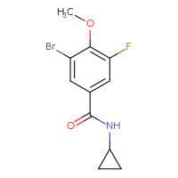 Chemical structure of 3-bromo-N-cyclopropyl-5-fluoro-4-methoxybenzamide - CSSB01385778373