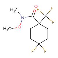 Chemical structure of 4,4-difluoro-N-methoxy-N-methyl-1-(trifluoromethyl)cyclohexane-1-carboxamide - CSSB21151590502