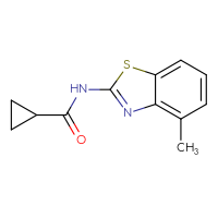 Chemical structure of N-(4-methyl-1,3-benzothiazol-2-yl)cyclopropanecarboxamide - CSSB00026366350