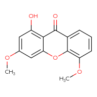 Chemical structure of 1-hydroxy-3,5-dimethoxy-9H-xanthen-9-one - CSSB20621798587