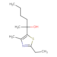 Chemical structure of 2-(2-ethyl-4-methyl-1,3-thiazol-5-yl)hexan-2-ol - CSSB06440953279