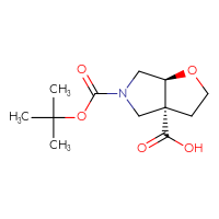 Chemical structure of (3aR,6aS)-5-[(tert-butoxy)carbonyl]-hexahydro-2H-furo[2,3-c]pyrrole-3a-carboxylic acid - CSSB09889310653