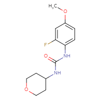 Chemical structure of 3-(2-fluoro-4-methoxyphenyl)-1-(oxan-4-yl)urea - CSSB00062656318