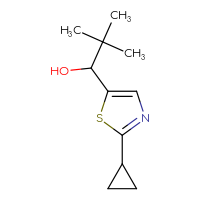 Chemical structure of 1-(2-cyclopropyl-1,3-thiazol-5-yl)-2,2-dimethylpropan-1-ol - CSSB00019642861