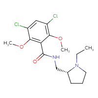 Chemical structure of 3,5-dichloro-N-{[(2R)-1-ethylpyrrolidin-2-yl]methyl}-2,6-dimethoxybenzamide - CSSB00160476199