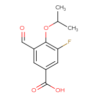 Chemical structure of 3-fluoro-5-formyl-4-(propan-2-yloxy)benzoic acid - CSSB00025795591