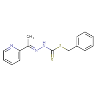 Chemical structure of (E)-{[(benzylsulfanyl)methanethioyl]amino}[1-(pyridin-2-yl)ethylidene]amine - CSSB14929136311