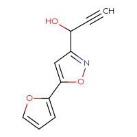 Chemical structure of 1-[5-(furan-2-yl)-1,2-oxazol-3-yl]prop-2-yn-1-ol - CSSB21246428434
