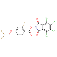 Chemical structure of 4,5,6,7-tetrachloro-1,3-dioxo-2,3-dihydro-1H-isoindol-2-yl 4-(2,2-difluoroethoxy)-2-fluorobenzoate - CSSB20271284991