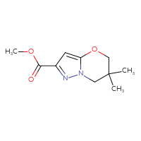 Chemical structure of methyl 6,6-dimethyl-5H,6H,7H-pyrazolo[3,2-b][1,3]oxazine-2-carboxylate - CSSB06655611531