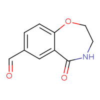 Chemical structure of 5-oxo-2,3,4,5-tetrahydro-1,4-benzoxazepine-7-carbaldehyde - CSSB00013358477
