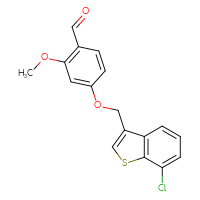 Chemical structure of 4-[(7-chloro-1-benzothiophen-3-yl)methoxy]-2-methoxybenzaldehyde - CSSB21349261187