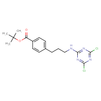 Chemical structure of tert-butyl 4-{3-[(4,6-dichloro-1,3,5-triazin-2-yl)amino]propyl}benzoate - CSSB21332147386