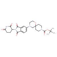 Chemical structure of tert-butyl 4-[2-(2,6-dioxopiperidin-3-yl)-1,3-dioxo-2,3-dihydro-1H-isoindol-5-yl]-1-oxa-4,9-diazaspiro[5.5]undecane-9-carboxylate - CSSB20621662818