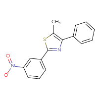 Chemical structure of 5-methyl-2-(3-nitrophenyl)-4-phenyl-1,3-thiazole - CSSB00103158203