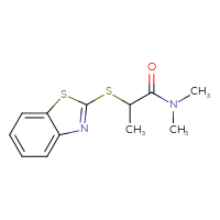 Chemical structure of 2-(1,3-benzothiazol-2-ylsulfanyl)-N,N-dimethylpropanamide - CSSB00103371846