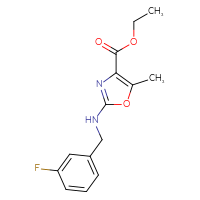 Chemical structure of ethyl 2-{[(3-fluorophenyl)methyl]amino}-5-methyl-1,3-oxazole-4-carboxylate - CSSB00133733005