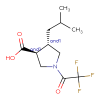 Chemical structure of rac-(3R,4R)-4-(2-methylpropyl)-1-(2,2,2-trifluoroacetyl)pyrrolidine-3-carboxylic acid - CSSB03608627053