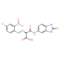 Chemical structure of 2-[2-(4-chloro-2-nitrophenyl)diazen-1-yl]-3-oxo-N-(2-oxo-2,3-dihydro-1H-1,3-benzodiazol-5-yl)butanamide - CSSB00000070373