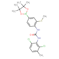 Chemical structure of 1-(2,6-dichloro-3-methylphenyl)-3-[2-(methylsulfanyl)-4-(4,4,5,5-tetramethyl-1,3,2-dioxaborolan-2-yl)phenyl]urea - CSSB21332148277
