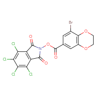 Chemical structure of 4,5,6,7-tetrachloro-1,3-dioxo-2,3-dihydro-1H-isoindol-2-yl 8-bromo-2,3-dihydro-1,4-benzodioxine-6-carboxylate - CSSB20269602773