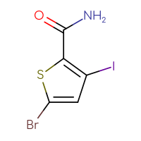 Chemical structure of 5-bromo-3-iodothiophene-2-carboxamide - CSSB01213192714