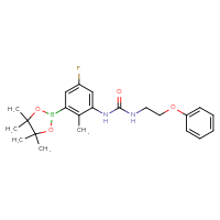 Chemical structure of 3-[5-fluoro-2-methyl-3-(4,4,5,5-tetramethyl-1,3,2-dioxaborolan-2-yl)phenyl]-1-(2-phenoxyethyl)urea - CSSB21332156244