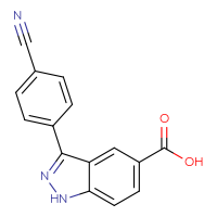 Chemical structure of 3-(4-cyanophenyl)-1H-indazole-5-carboxylic acid - CSSB14831137092