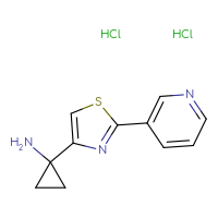 Chemical structure of 1-[2-(pyridin-3-yl)-1,3-thiazol-4-yl]cyclopropan-1-amine dihydrochloride - CSSB20270649515