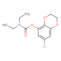 Chemical structure of 7-chloro-2,3-dihydro-1,4-benzodioxin-5-yl N,N-diethylcarbamate - CSSB21432533630