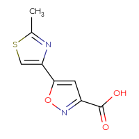 Chemical structure of 5-(2-methyl-1,3-thiazol-4-yl)-1,2-oxazole-3-carboxylic acid - CSSB00011219306