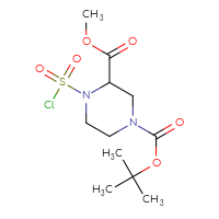 Chemical structure of 1-tert-butyl 3-methyl 4-(chlorosulfonyl)piperazine-1,3-dicarboxylate - CSSB06258576299