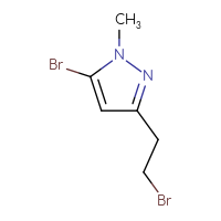 Chemical structure of 5-bromo-3-(2-bromoethyl)-1-methyl-1H-pyrazole - CSSB00153427996