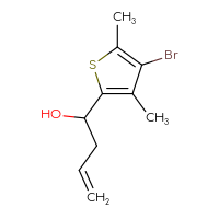 Chemical structure of 1-(4-bromo-3,5-dimethylthiophen-2-yl)but-3-en-1-ol - CSSB02495574988