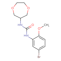 Chemical structure of 3-(5-bromo-2-methoxyphenyl)-1-(1,4-dioxepan-6-yl)urea - CSSB01437492608