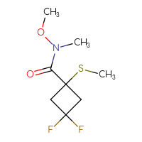 Chemical structure of 3,3-difluoro-N-methoxy-N-methyl-1-(methylsulfanyl)cyclobutane-1-carboxamide - CSSB15024338690