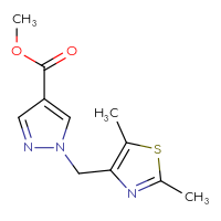 Chemical structure of methyl 1-[(2,5-dimethyl-1,3-thiazol-4-yl)methyl]-1H-pyrazole-4-carboxylate - CSSB01673585435