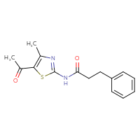 Chemical structure of N-(5-acetyl-4-methyl-1,3-thiazol-2-yl)-3-phenylpropanamide - CSSB00160861249