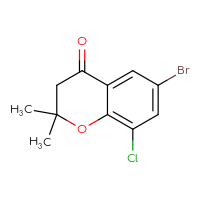 Chemical structure of 6-bromo-8-chloro-2,2-dimethyl-3,4-dihydro-2H-1-benzopyran-4-one - CSSB00000690257