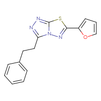 Chemical structure of 6-(furan-2-yl)-3-(2-phenylethyl)-[1,2,4]triazolo[3,4-b][1,3,4]thiadiazole - CSSB00121616725