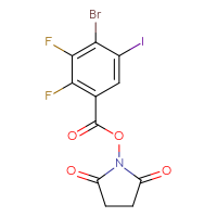 Chemical structure of 2,5-dioxopyrrolidin-1-yl 4-bromo-2,3-difluoro-5-iodobenzoate - CSSB20270488229