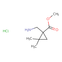 Chemical structure of methyl 1-(aminomethyl)-2,2-dimethylcyclopropane-1-carboxylate hydrochloride - CSSB21285254576